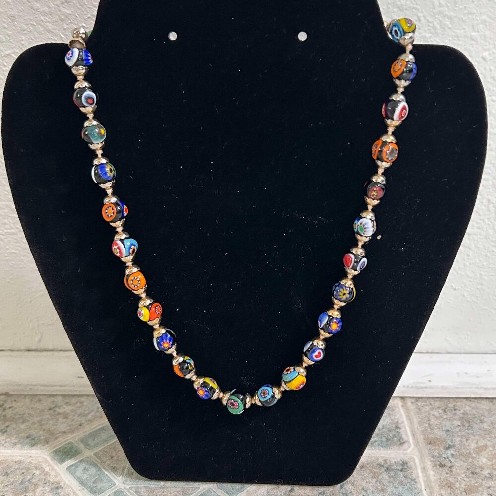 Womens Millefiore Necklace EUC 17 in.